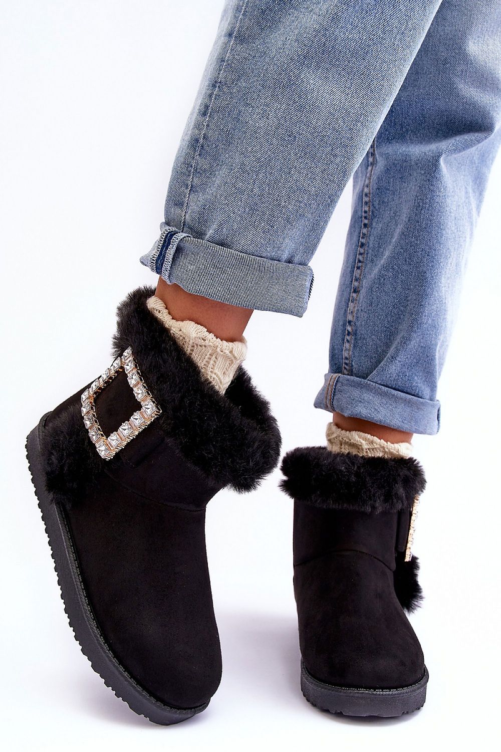 STEP IN STYLE Women's Fashion European Ankle Snow Boots with Decorative Buckle