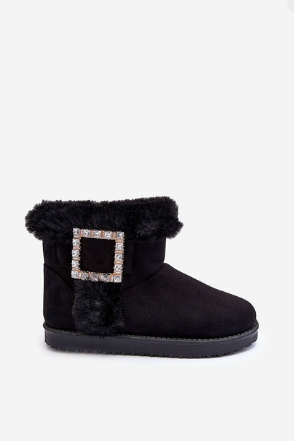 STEP IN STYLE Women's Fashion European Ankle Snow Boots with Decorative Buckle