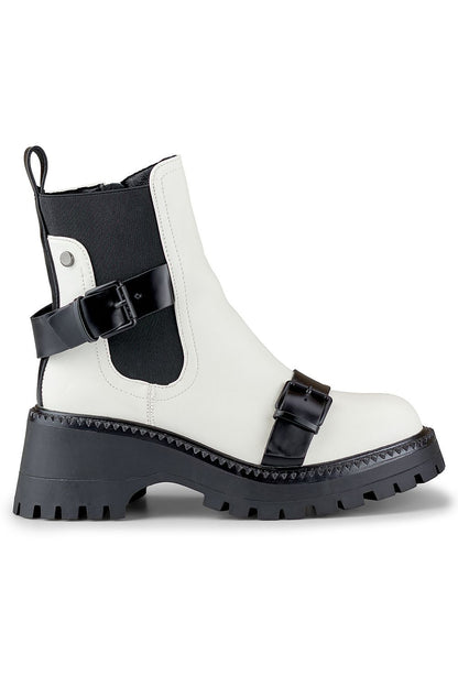 PRIMO White/Black European Ankle Boots