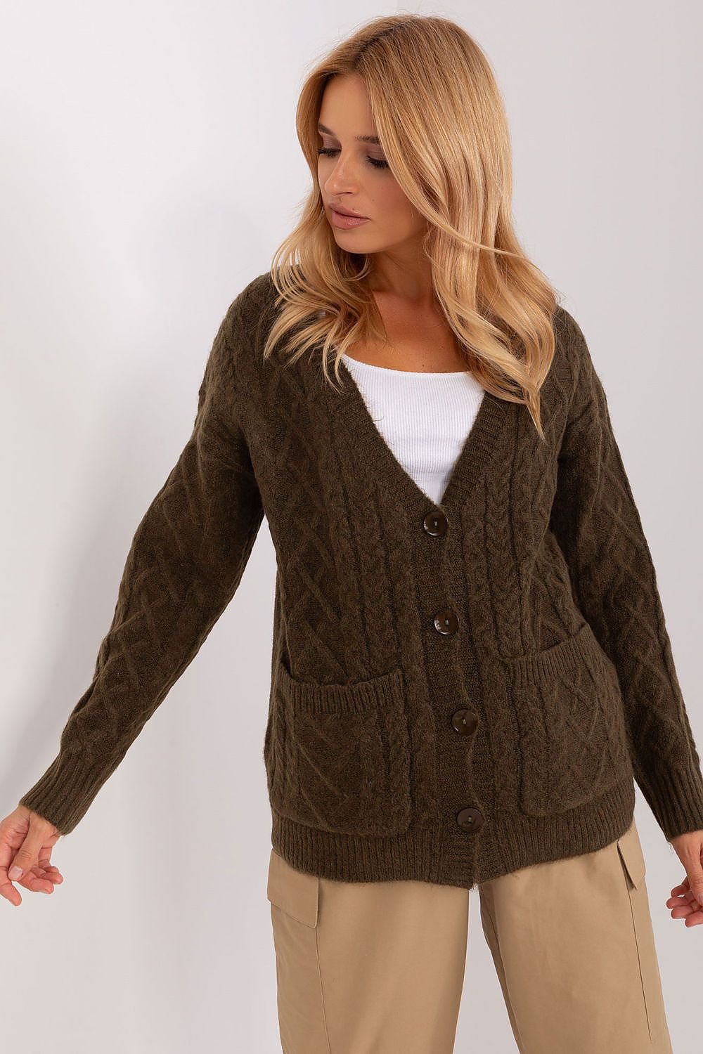 A.T. European Women's Acrylic Buttoned-down Sweater Cardigan