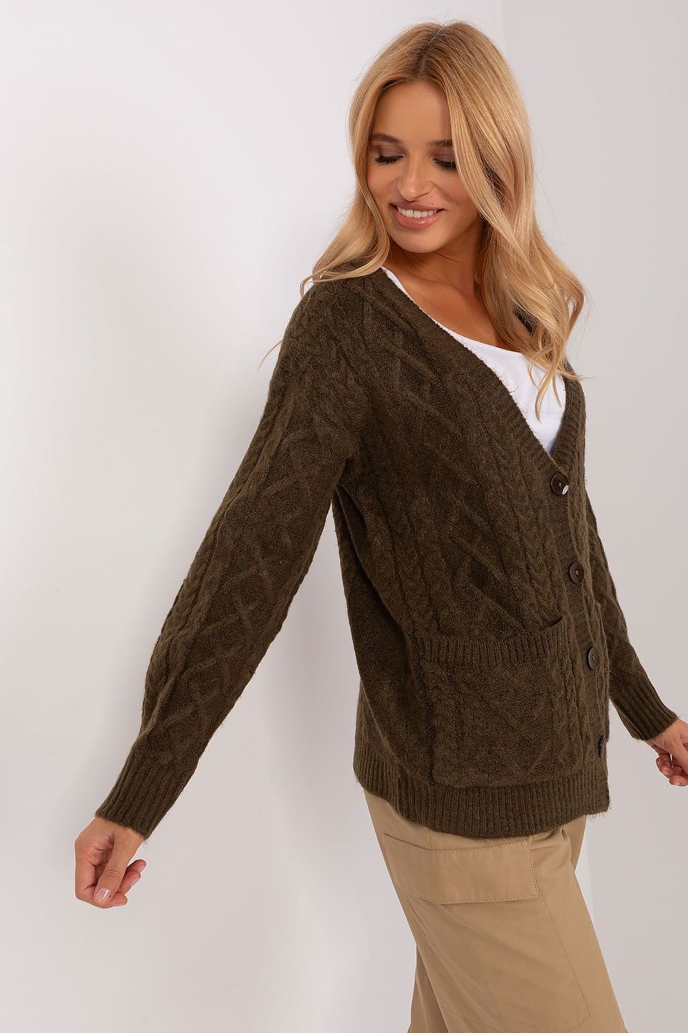 A.T. European Women's Acrylic Buttoned-down Sweater Cardigan