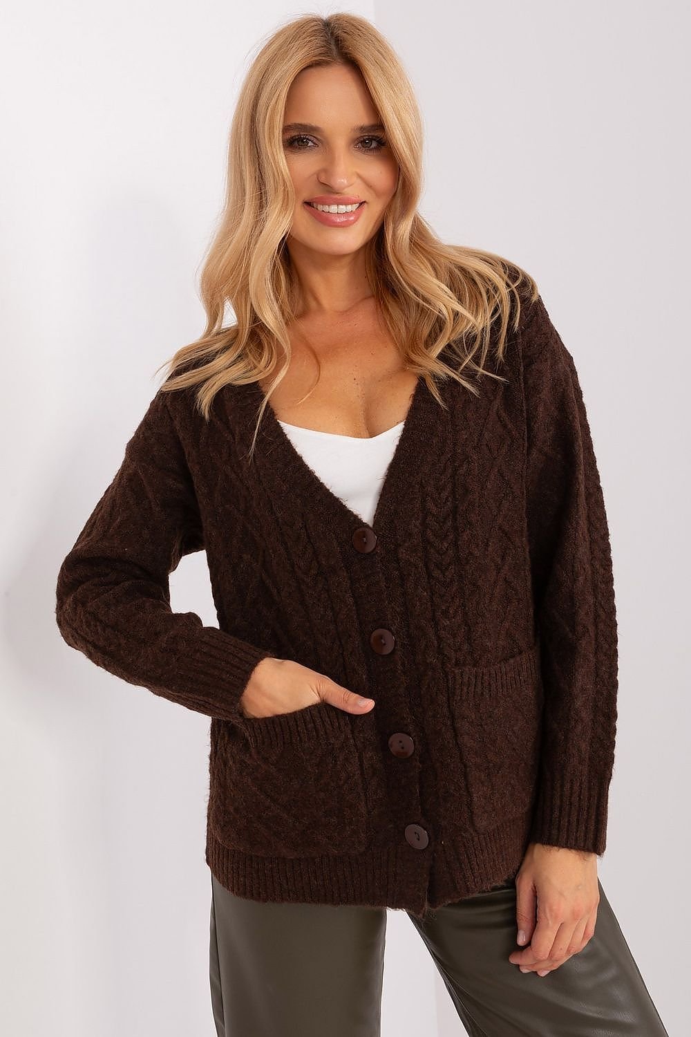 A.T. European Women's Acrylic Buttoned-down Sweater Cardigan