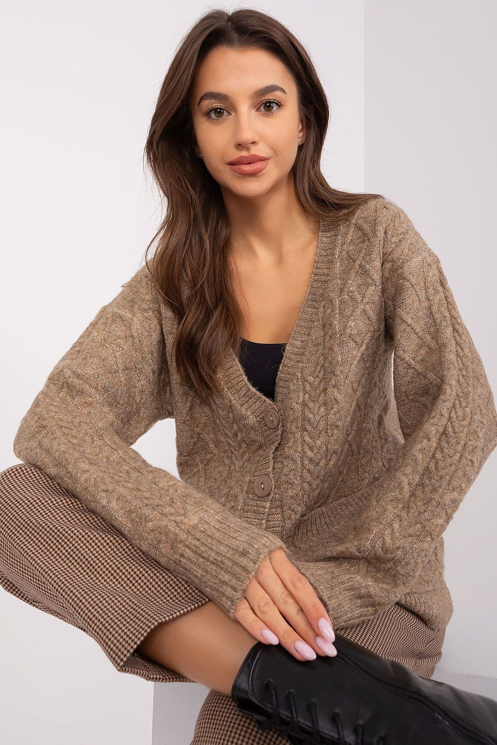 A.T. European Women's Acrylic Buttoned-down Sweater Cardigan