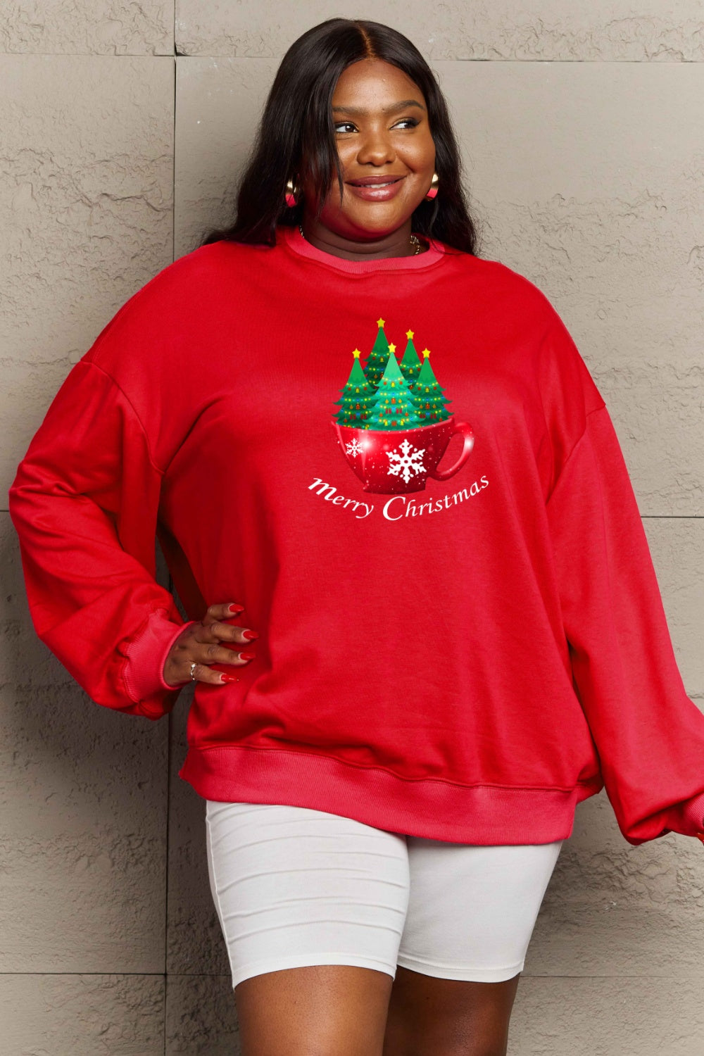 SIMPLY LOVE Full Size "MERRY CHRISTMAS" Graphic Sweatshirt