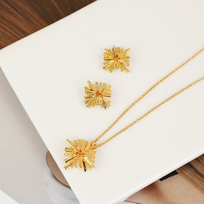 HC Starburst Gold-Plated Earrings and Necklace Set