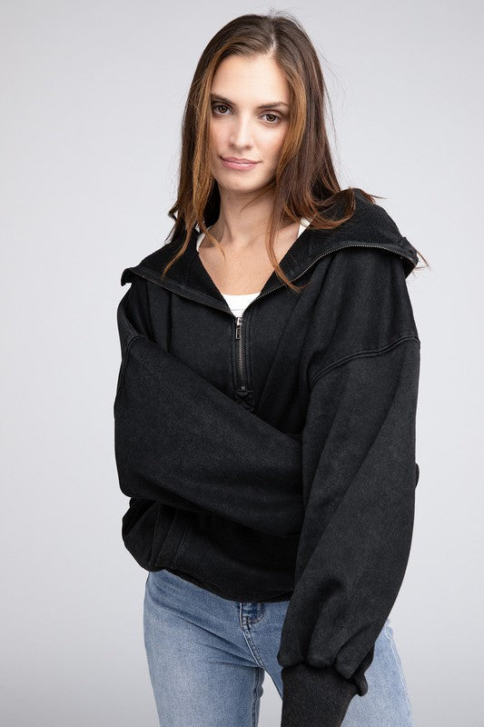 BIBI Stitch Detailed Elastic Hem Hoodie Sweatshirt