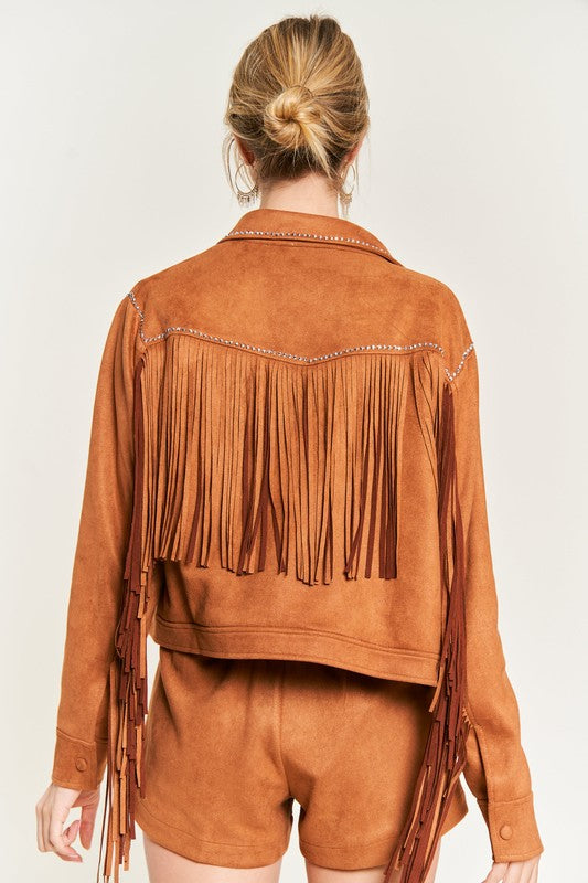 JADE & JANE Suede Studded Fringe Plus-size Jacket PLUS JJO5009P