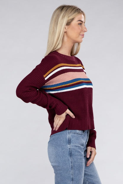 AMBIANCE APPAREL Striped Pullover Knit Sweater