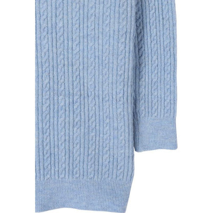 LILOU Light Blue Wool blended cable knitted cardigan