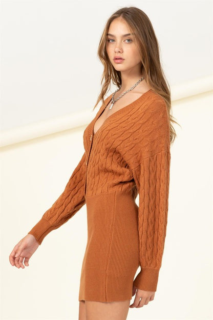 HYFVE Junior "Choose Chic" Cable-Knit Mini Dress