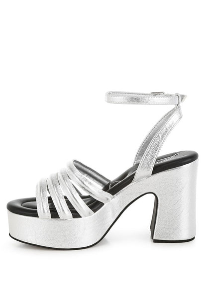 RAG & Co. Metallic Ankle Strapped High Platform Sandals