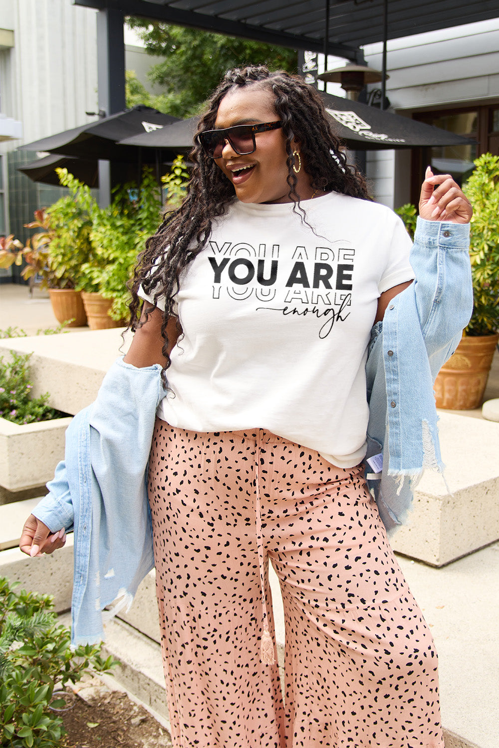 SIMPLY LOVE Full Size "YOU ARE ENOUGH" Short Sleeve Graphic T-Shirt