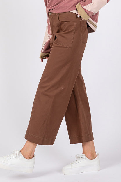 SAGE + FIG Mocha Wide Leg Cropped Pants