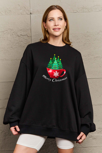 SIMPLY LOVE Full Size "MERRY CHRISTMAS" Graphic Sweatshirt