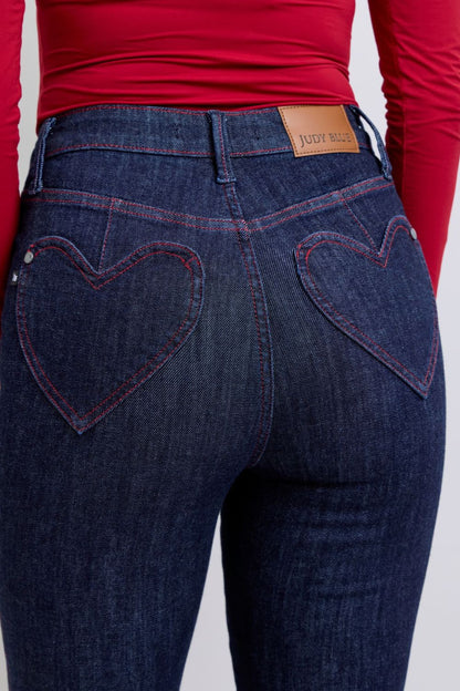 JUDY BLUE Full Size Heart Shaped Back Pockets Skinny Jeans