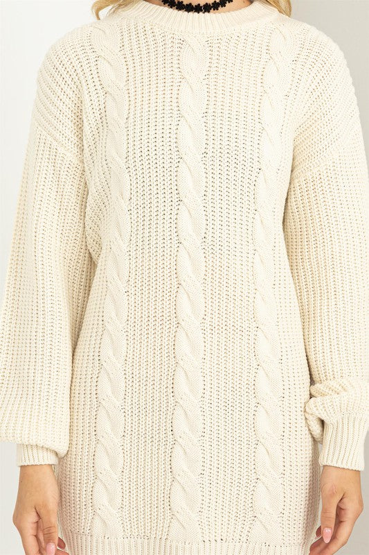 HYFVE Cable-Knit Ribbed Mini Sweater Dress