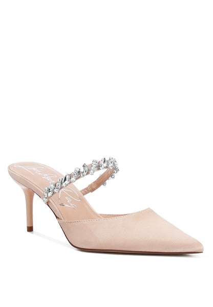 RAG & Co. Sena Formal Pointed Diamante Stiletto Mules Sandals