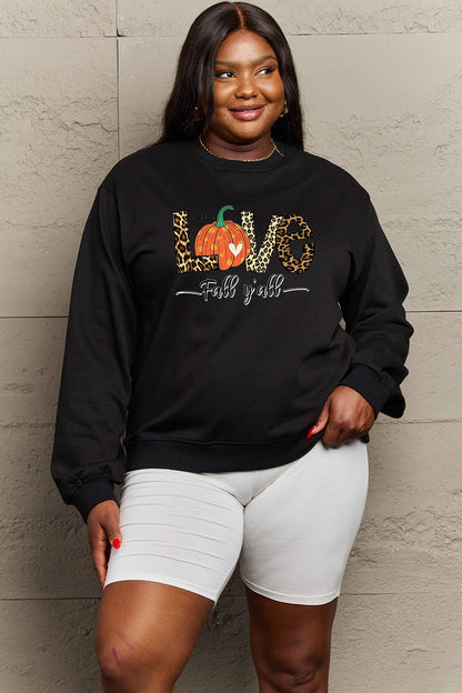 SIMPLY LOVE Full Size "LOVE FALL Y'ALL" Autumn Graphic Sweatshirt