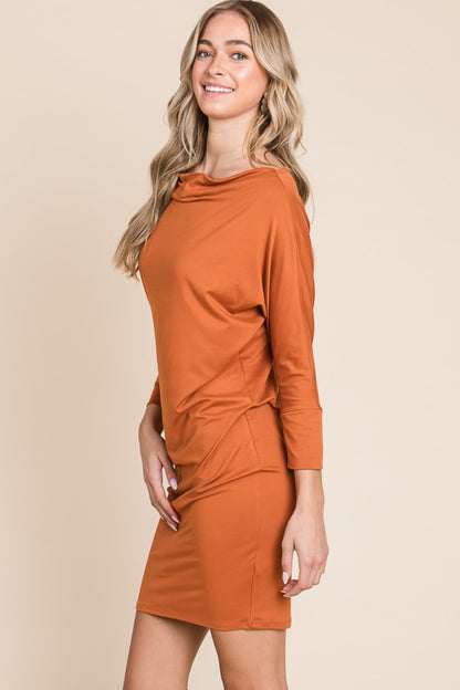 CULTURE CODE Full Size Pumpkin Spice Dolman Sleeve Mini Dress