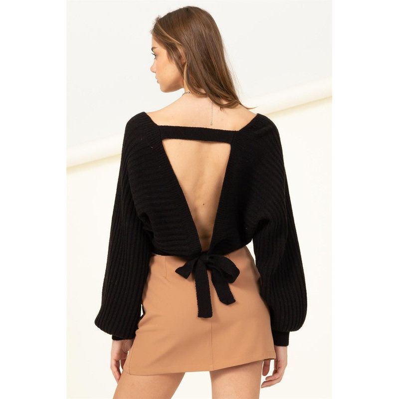 HYFVE Simply Stunning Tie Back Cropped Sweater Top