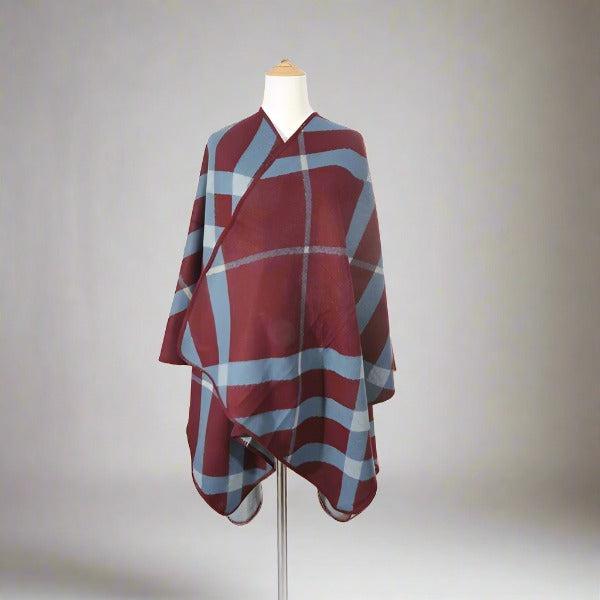 BELLA CHIC Striped Asymmetrical Autumn Poncho