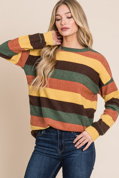 BOMBOM Fall Multi-Color StripedTop