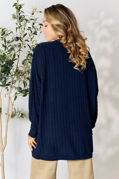 BASIC BAE Full Size Ribbed Cocoon Warm Cardigan