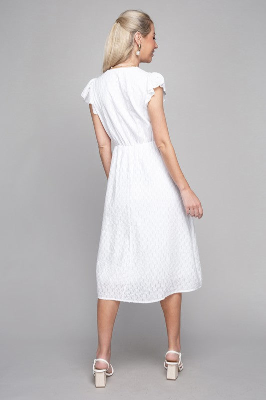 NUVI APPAREL V neck embroidered eyelet dress