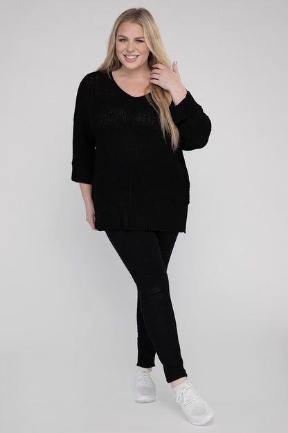 EESOME Plus Size Crew Neck Knit Sweater