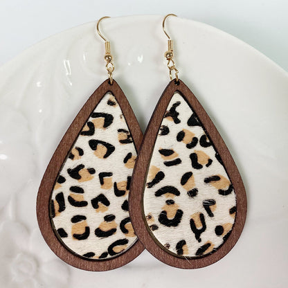 Teardrop Shape Wooden Western-style Earrings