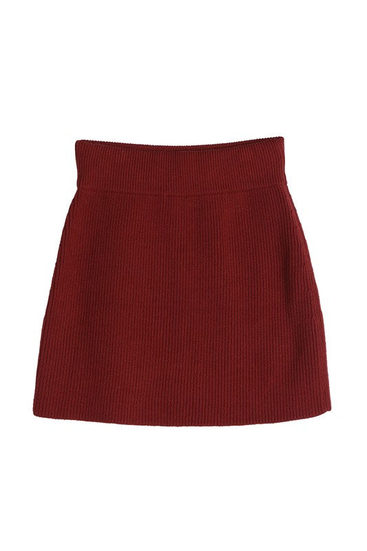 LILOU Ribbed Knit Crop Top and Skirt Set