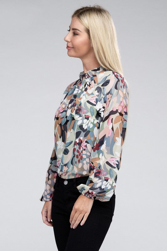 NUVI APPAREL Chiffon Floral Blouse