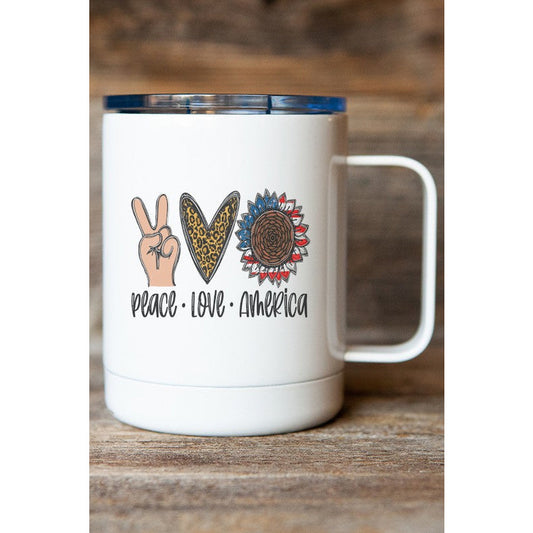 CALI BOUTIQUE Peace Love America Hand Travel Mug