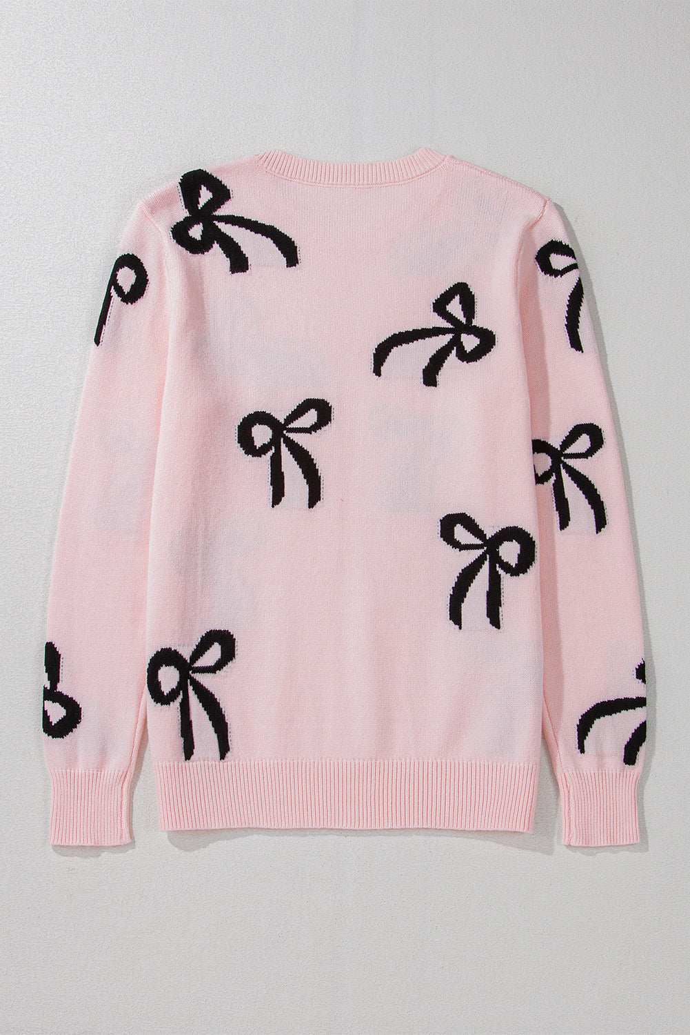 SYNZ Blush Pink Winter Sweater with Bow Pattern Bow