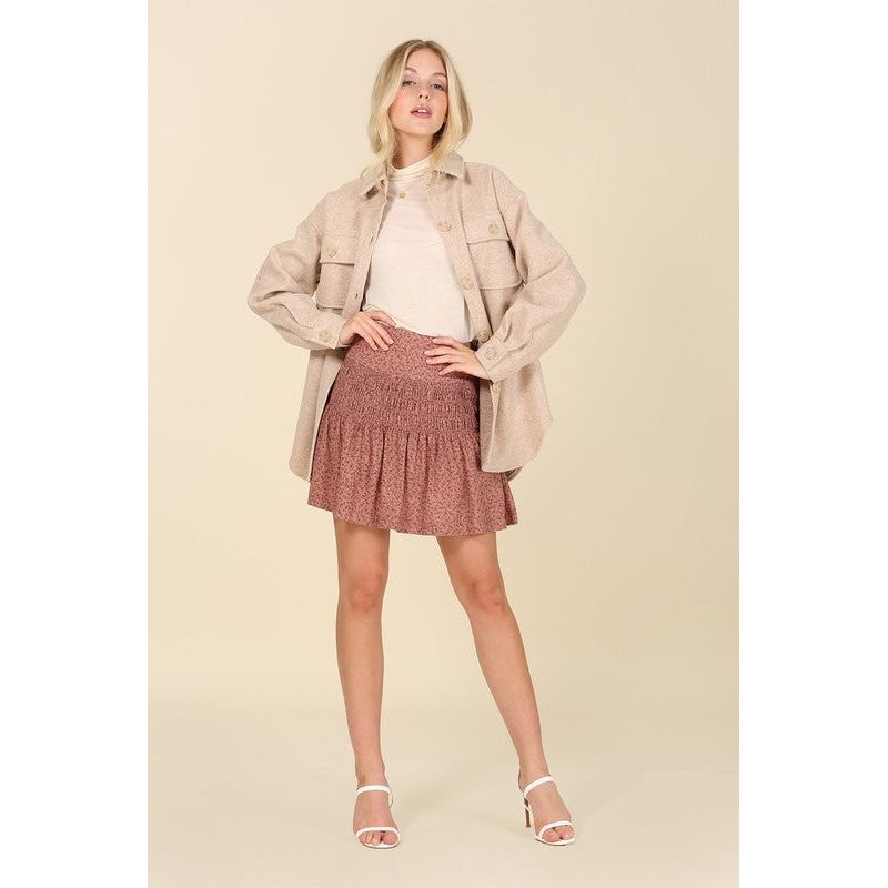 LILOU Light beige shacket with pockets