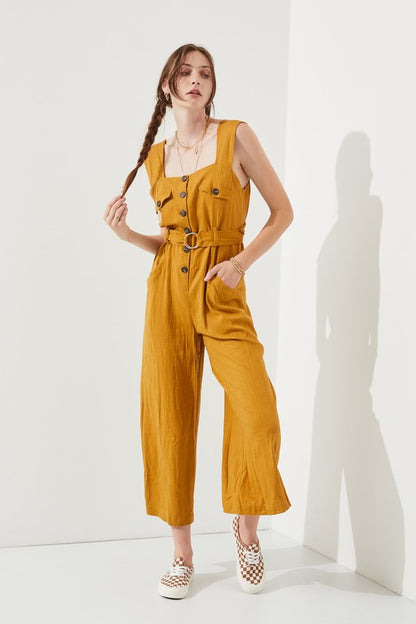 JADE by JANE Casual Sleeveless Square Neckline Ankle Jumpsuit