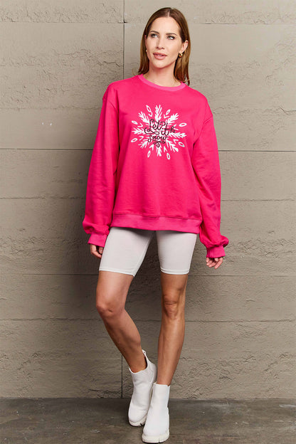 SIMPLY LOVE Full Size "LET IT SNOW" Long Sleeve Christmas Sweatshirt