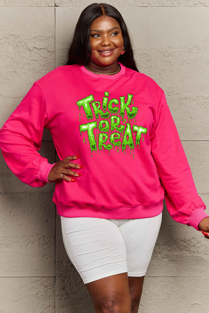 SIMPLY LOVE Full Size "TRICK OR TREAT" Graphic Sweatshirt