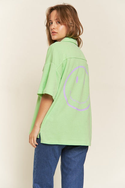 JADE by JANE Smiley Face Back Drawn Top