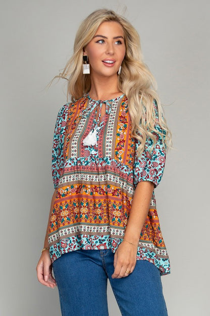 NUVI APPAREL Autumn Tunic top with tassel