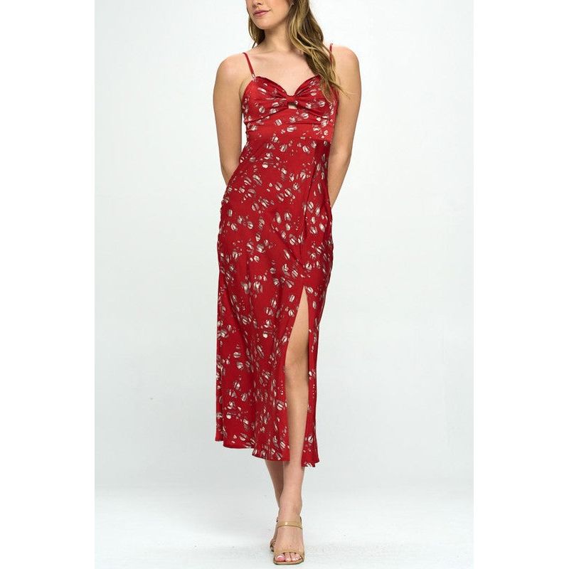 ONE & ONLY COLLECTIVE Printed Satin Tank High Split Dress