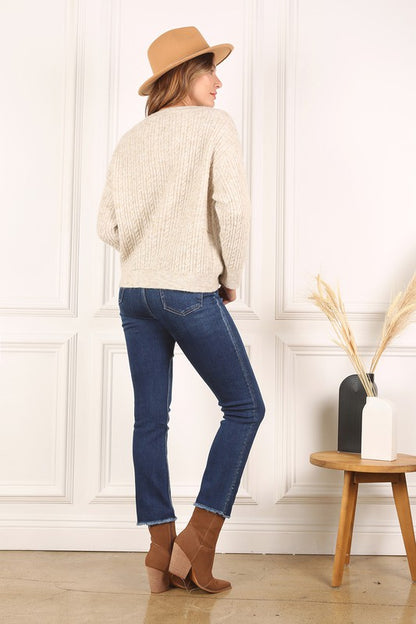 LILOU Beige Oversize cable Sweater