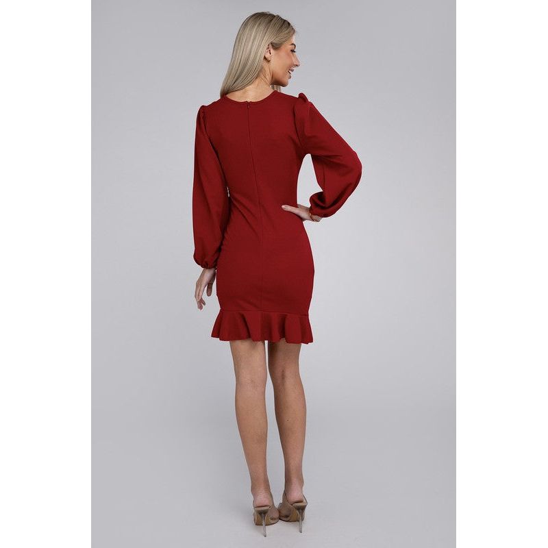 NUVI APPAREL Red Ruched Bodycon Dress