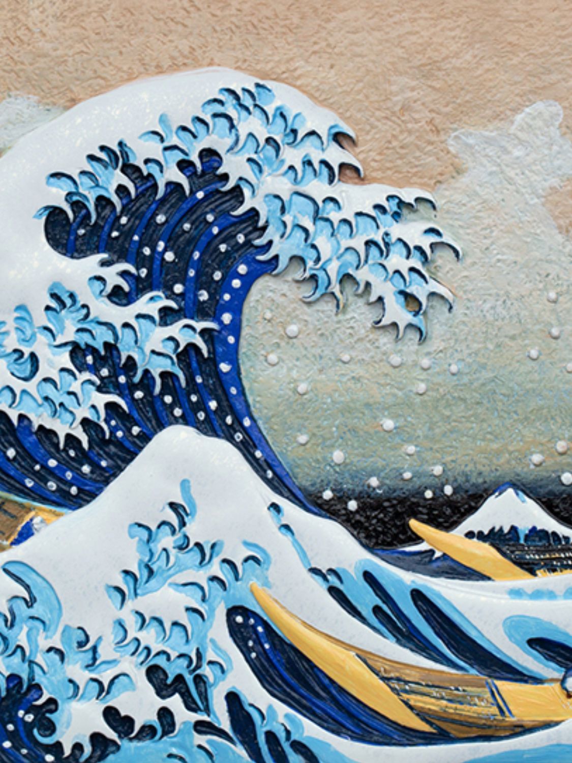 RELIEF "The Great Wave" off Kanagawa 3D Acrylic Painting