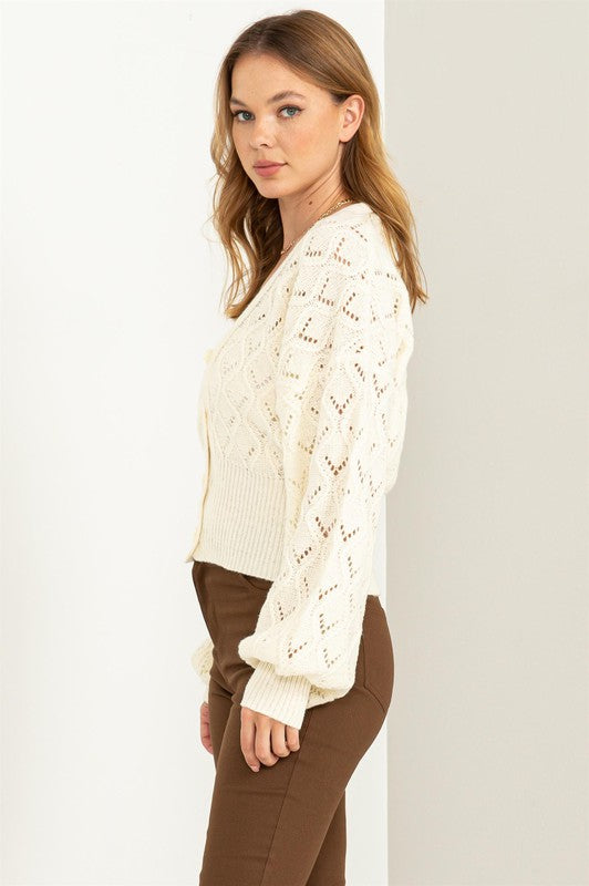 HYFVE Days Together Pointelle Sweater Cardigan