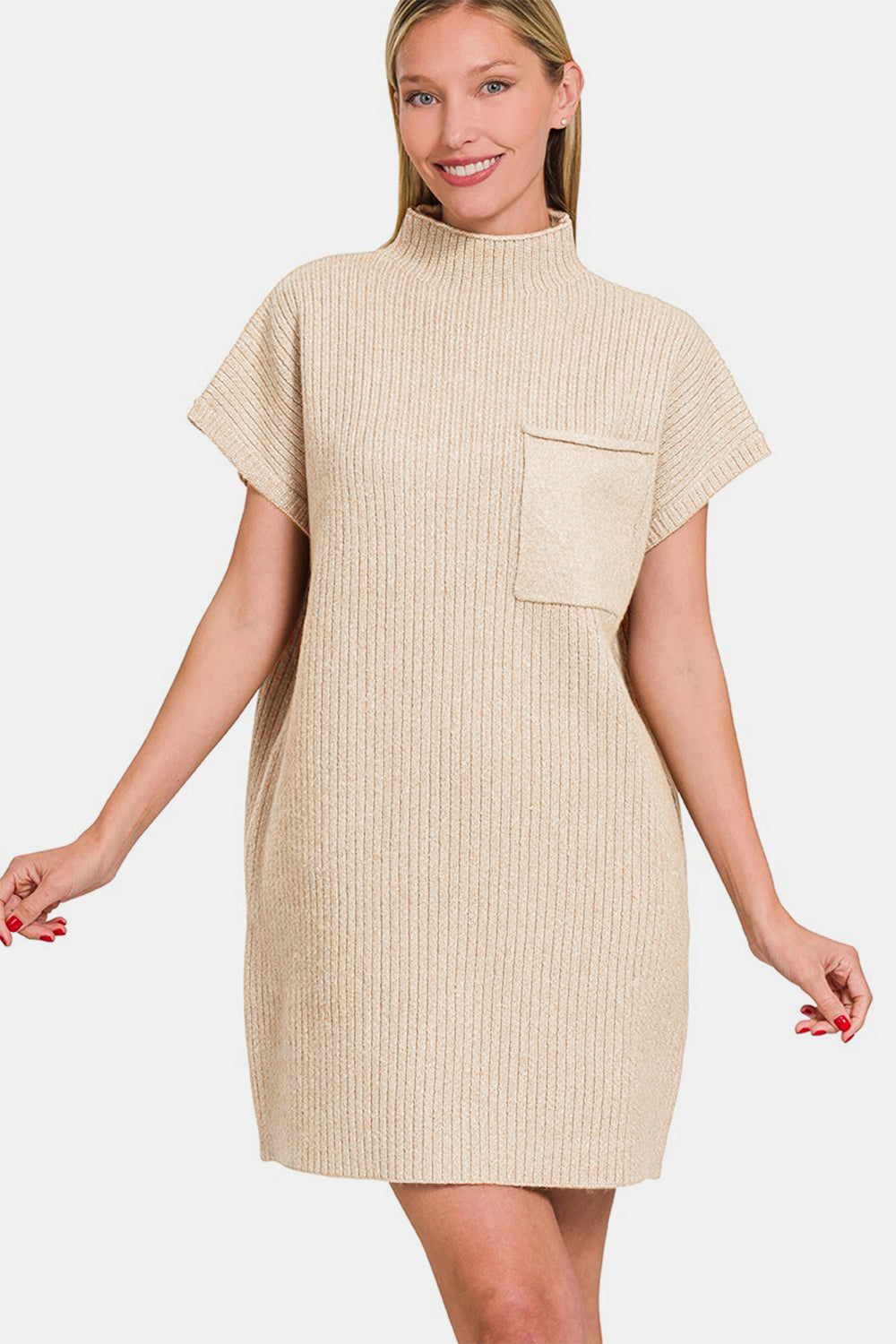 ZENANA Short Sleeve Mini Sweater Dress