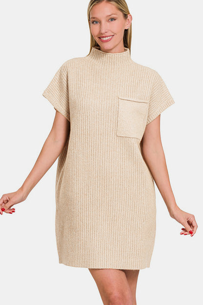 ZENANA Short Sleeve Mini Sweater Dress