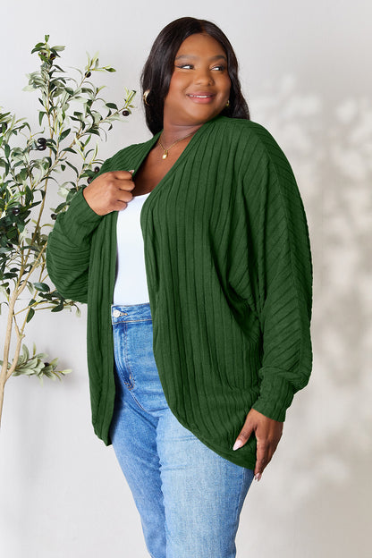 BASIC BAE Full Size Ribbed Cocoon Warm Cardigan