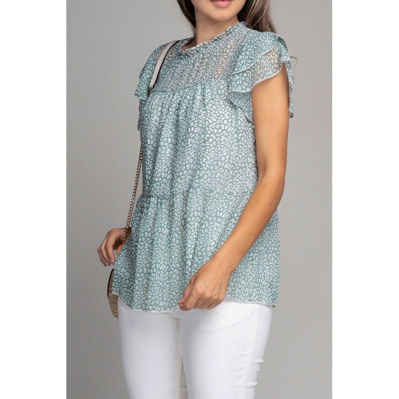 NUVI APPAREL Tiered chiffon blouse