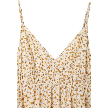 LILOU'S Yellow Printed sweet heart tank Summer dress